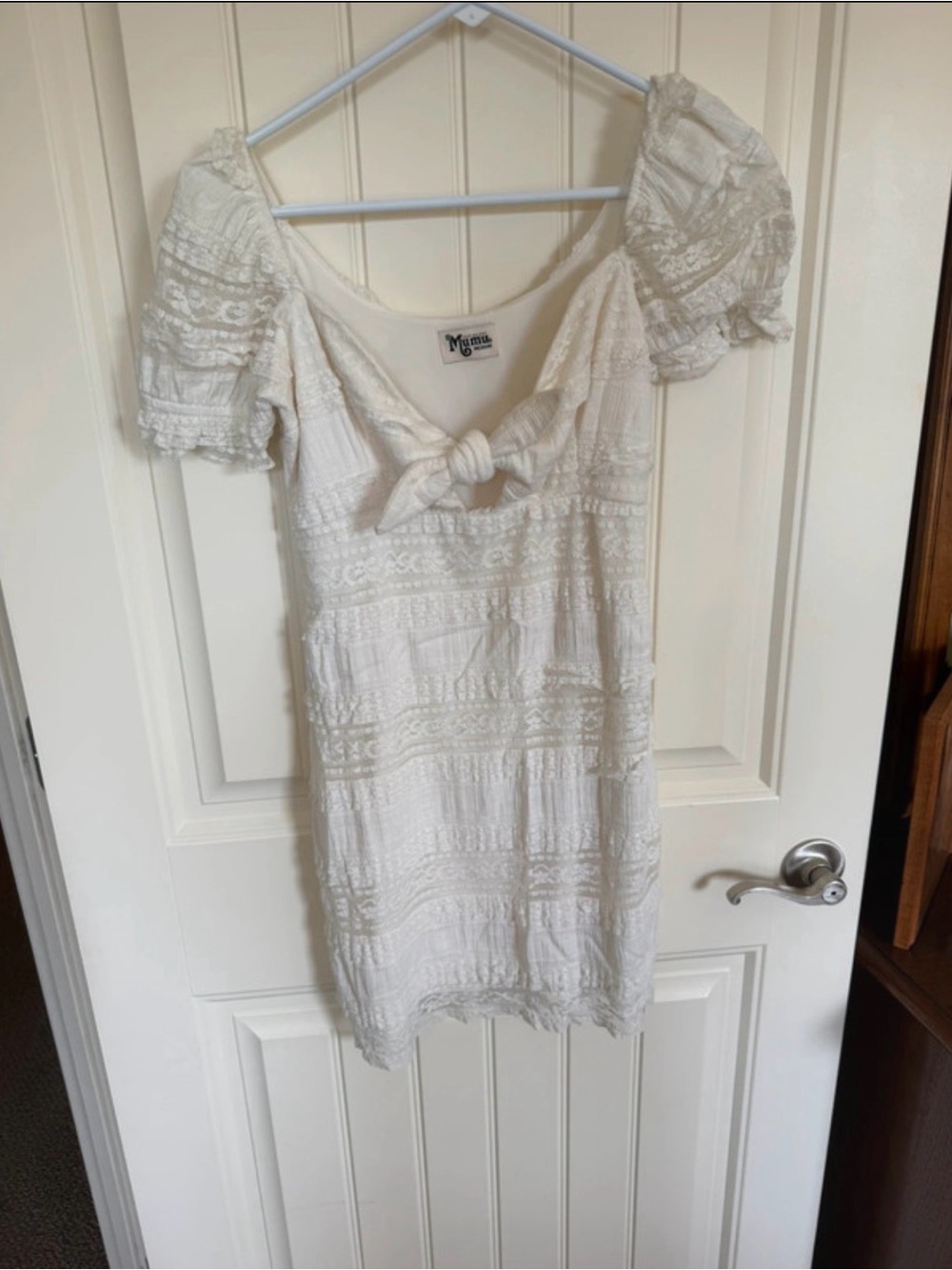 Show Me Your MuMu Cream Lace Tie-Front Mini Dress